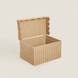 Cesta de Almacenamiento de Cuerda de Papel Trenzada con Borde Festoneado para Lavandería, Cesta Organizadora Multifuncional Ecológica para Artículos del Hogar - Product Image 5
