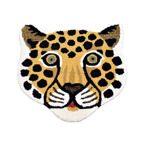 Modern Hand-Tufted Wool <b>Leopard</b> Head Area <b>Rug</b>-Cute 3D Carved Kids Floor Mat - Product Image 2