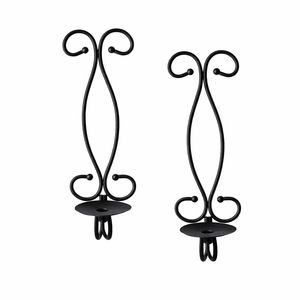 Ensemble de appliques murales en métal noir faites à la main, design élégant à motifs en spirale, construction robuste, style intemporel, décoration chaleureuse pour la maison - Product Image 1