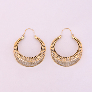 Pendientes de Aro Bohemios de Moda, Hechos a Mano, de Latón Chapado en Oro con Filigrana Dorada, Tamaño 63x49MM - Product Image 1