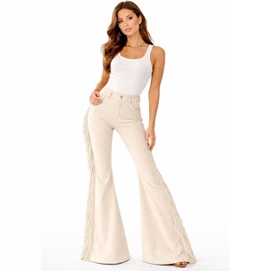 Pantalon en daim pour femme, cuir souple de luxe, coupe large, taille haute, élégant, décontracté, fournisseur en gros, usine, sur mesure, en vrac - Product Image 3