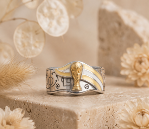 Custom Hip Hop Championship <b>Trophy</b> Ring, Soccer Champions Ring 925 Silver Two Tone 925 Silver Sports Championship Ring - Product Image 1