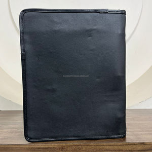 Classeur de portefeuille en cuir usiné à la main A4 personnalisé en gros Porte-documents en cuir de vachette véritable avec fermeture éclair - Product Image 5