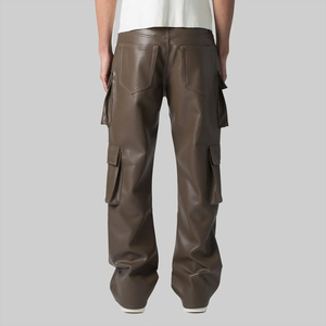 Pantalon en cuir tendance pour homme, nouveau design, avec poche latérale, prix bas, coupe droite. - Product Image 5