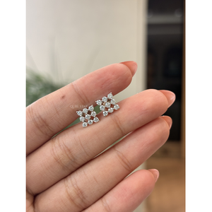 Modernos Pendientes Cuadrados con Racimo de Diamantes Redondos de 0.72 Ct, Oro de 14K, Joyería Fina para Mujer, Diseño Personalizado, Fabricante - Product Image 1