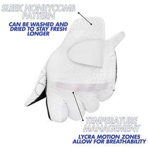 Gants de golf en cuir véritable légers à double rangée de doigts pour une flexibilité et une dextérité accrues, blancs, pour adultes, sports de plein air, nouveau design - Product Image 2