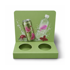 Exhibidor Promocional de Botellas Verdes de PVC, Diseño Personalizado, Capacidad para 4 Latas, para Tiendas Minoristas, Supermercados, Publicidad de Bebidas - Product Image 1