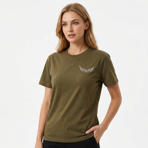 T-shirt à manches courtes pour homme, vert olive, logo brodé, coupe classique, col rond, jersey en coton - Product Image 5