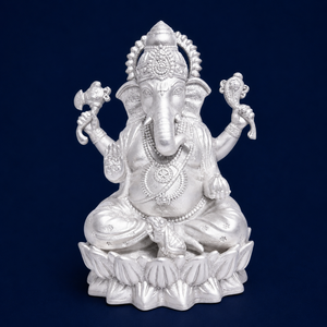 Idole de Ganesh Ji en laiton plaqué argent 999, 2,5x2x3,5cm, 27g, décoration moderne pour la maison, pour Diwali Puja - Product Image 5