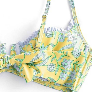 New Arrival Women Two Piece Plaid Print <b>Bikini</b> <b>Set</b> Sexy V Neck <b>Push</b> <b>up</b> Padded Swimsuit with Front Logo - Product Image 6