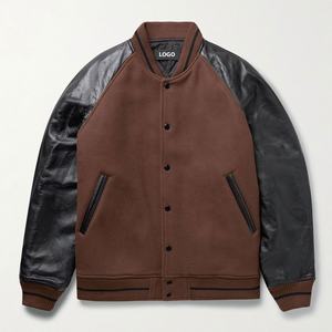 Nueva chaqueta Varsity personalizada para hombre PU de alta calidad con mangas de cuero de chenilla bordadas estilo Letterman de béisbol de invierno - Product Image 1