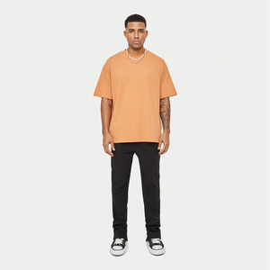 T-shirts d'été pour hommes en tricot, coupe ample, anti-boulochage, respirants, séchage rapide, motif uni, col rond, 320 GSM, haute qualité, sur mesure - Product Image 4