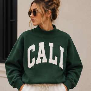 Hot Sale Vintage Autumn Winter Mockneck <b>Fleece</b> Sweatshirt <b>Lined</b> Academic Youth Club <b>Jumper</b> California Beach Bonfire Travel - Product Image 1