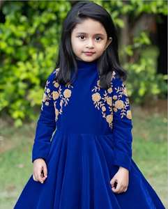 Robe de soirée de luxe pour bébés filles 2026, en velours, style Salwar Kameez, broderie florale, manches longues, pour occasions festives, bal de promo, Aïd - Product Image 3