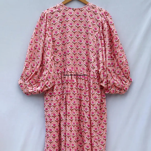 Beautiful floral Cotton Block Printed dress Dress For Casual wear Hand Block Printed Dress - Product Image 6