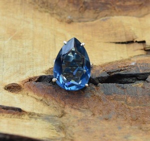 Handmade 925 Sterling Silver Iolite Quartz Bohemian Christian GIA Certified <b>Statement</b> <b>Ring</b> Natural Pear Cut Gemstone Gift for - Product Image 2