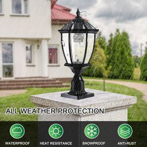 20\" Black Vintage Garden Light <b>Solar</b> <b>Powered</b> LED Outdoor <b>Lantern</b> with Elegant Glass Design for Pathways Yards & Patios - Product Image 5