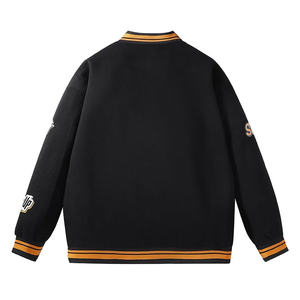 Diseño personalizado Varsity Letterman chaqueta de béisbol de los hombres de invierno de lana de tela con capucha bordado Collage Reversible-Chaqueta del equipo del hombre - Product Image 4