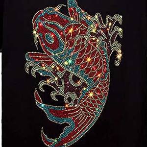 T-shirt ajustable pour homme avec strass, motifs entièrement personnalisables, respirant, 100 % coton, tissu flanelle écologique, style urbain - Product Image 5