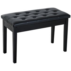 Banc de piano traditionnel en bois de bouleau pour 2 personnes, rembourrage en similicuir, clavier mécanique classique 88 touches, marteau réglable, noir - Product Image 1