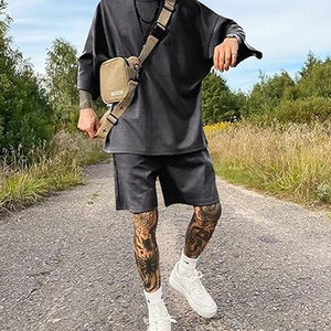 Men 2 Piece <b>Set</b> Manufacturer Cotton T Shirt Cargo Shorts <b>Set</b> Summer Casual Streetwear OEM ODM Bulk Supply - Product Image 2
