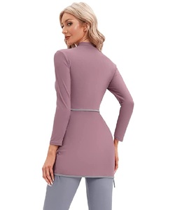 Women Modest Swimwear 3 Piece Solid Muslim Burkini Full Coverage <b>Swimsuit</b> Long Sleeve Pants Beachwear <b>UV</b> Protection Plus Front - Product Image 4
