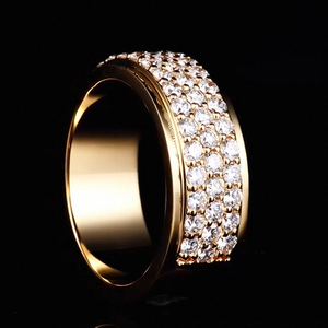Luxury Unisex Eternity Band <b>Ring</b> 18K Solid <b>Gold</b> 18K <b>Gold</b> Plated Brilliant Cut Natural Stone Prong Setting <b>Cocktail</b> <b>Ring</b> - Product Image 2