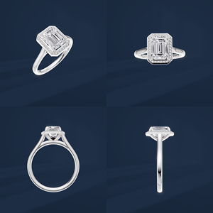 Bague de fiançailles DIFF de luxe avec diamant de laboratoire taille émeraude de 2,00 ct et halo, en platine massif PT950, bijoux fins, vente en gros - Product Image 6