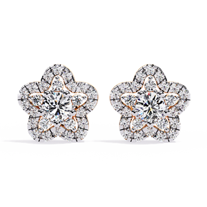 Aries Jewel Unique Designer Round Cut Lab Grown Diamond 14K Gold IGI Certified <b>Earring</b> <b>Tops</b> for Gift Party & Anniversary - Product Image 3