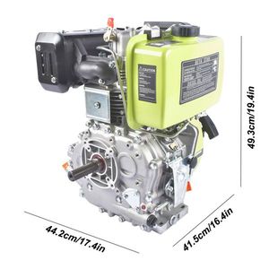Motore Diesel Monocilindrico Verde 10HP 4 Tempi 418CC 6300W Avviamento a Strappo 3600RPM Raffreddato ad Aria con Avviamento Elettrico per Imbarcazioni Marine - Product Image 5