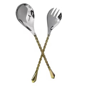 <b>Serving</b> Essential Metal Salad Server Set Stainless Steel Salad <b>Serving</b> <b>Spoon</b> Fork Kitchen Dining Table Use - Product Image 1