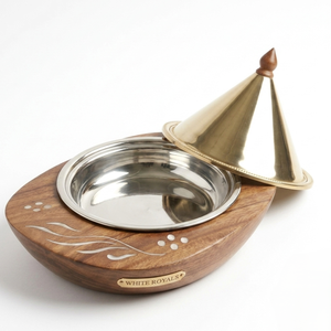 Juego de Servidor de Comida de Madera de Lujo para Ramadán con Tapa Cónica Metálica, Calentador de Comida Premium para Majlis, Olla Caliente para Venta al por Mayor en el Golfo - Product Image 3
