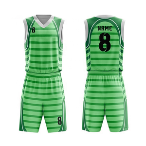 Uniforme de basket-ball uni de couleur verte avec nom et numéro du joueur, fabricant d'uniformes de basket-ball - Product Image 6