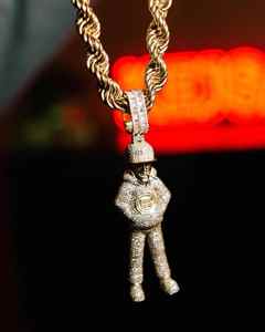 Colgante Inflable Personalizado Estilo Hiphop con Diseño de Niño de Dibujos Animados, Modelo de Personaje de Plata con Moissanita, Luz para Decoración de Fiestas y Regalo - Product Image 5