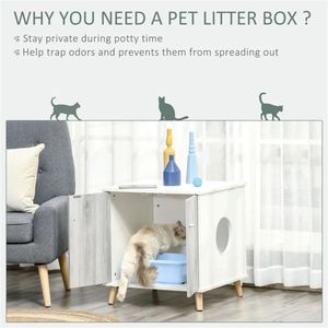 Lettiera per Gatti in Legno Bianco con Design a Tavolino, Ideale per la Pulizia degli Animali Domestici - Product Image 6