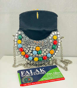 Único Vintage espejo embrague monedero cadenas cubierta cremallera estilo bohemio correa ajustable para bodas cócteles FWE - Product Image 5