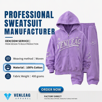 Setelan Training Pria Rajut Katun 100% Bernapas untuk Musim Gugur, ODM, Hoodie Zip Bermotif Bintang, Celana Panjang Lebar, Model Longgar Kasual