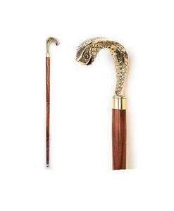 Canne de marche de luxe en laiton et bois avec poignée royale pour un style gentleman et un soutien quotidien haut de gamme - Product Image 1