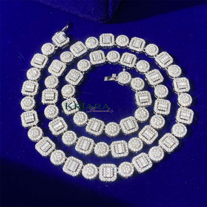 Moissanite <b>Statement</b> <b>Necklace</b> S925 Silver Rhodium Plated Geometric Link Chain Luxury Unisex Everyday Wear - Product Image 6