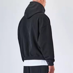 Unisex Polyester/Cotton <b>Fleece</b> Pullover <b>Hoodie</b> for Men Thick Oversized <b>Lined</b> Breathable Quick Dry Winter Solid Pattern Hooded - Product Image 2