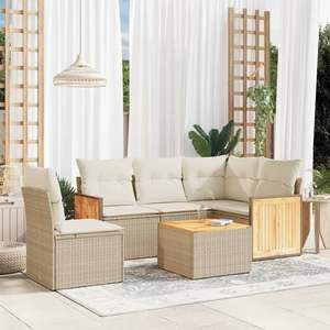 Conjunto de Sofás de Jardín en Color Beige Crema - Product Image 1
