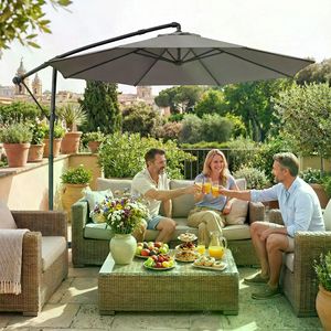 Copertura Impermeabile Quadrata per Ombrellone da Patio, 3m di Diametro, per Palo in Acciaio Inox/Ferro e Legno, per Uso Esterno, Spiaggia, Ristorante, Hotel, Protezione dalla Pioggia - Product Image 4