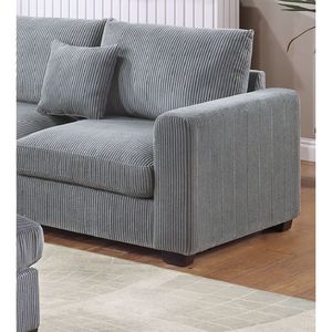 Divano Angolare LAF RAF in Corduroy, Colore Nebbia, Set 4 Pezzi con Pouf a Cuneo per Arredamento Soggiorno - Product Image 5