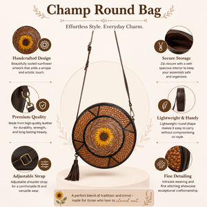 Hand Tooled Genuine Leather Sunflower Round Crossbody Bag for Women Vintage Western Floral Shoulder <b>Purse</b> Handmade Travel <b>purse</b> - Product Image 5
