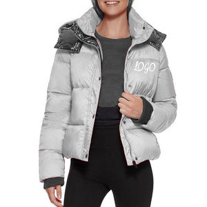 Winter <b>New</b> Design Solid Color Warm Cotton Jacket Stand Collar Thick Zipper Jacket Puffer Coat Custom Logo Women Jackets - Product Image 3