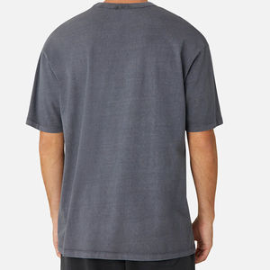 T-shirt à manches courtes gris foncé pour homme, 100% coton, col rond, coupe classique, jersey décontracté, couleur unie, design simple - Product Image 4