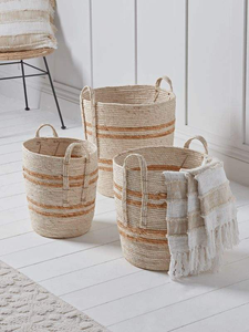 Panier de rangement tressé à la main en osier et jonc de mer avec poignée, vente en gros XH - Product Image 5