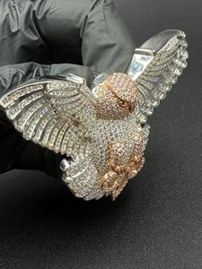 Pendentif hibou avec strass en cristal, alliage plaqué argent 925, bijou fantaisie, cadeau, style classique unisexe - Product Image 6