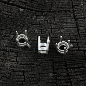 Anillo de compromiso solitario con engaste de 4 garras de 5 mm en plata reciclada para diamantes cultivados en laboratorio, proveedor mayorista - Product Image 2