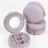 Étui de voyage cylindrique haut de gamme pour bijoux avec fermeture éclair et fenêtre, pochette d'emballage personnalisée pour bijoux